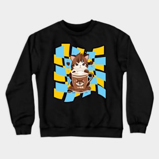 Cat coffee cute design Crewneck Sweatshirt